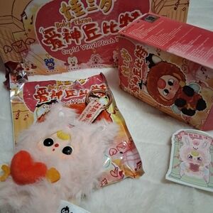 Baby Three Cupid Vinyl Plush Toy Series Pendant.Conf. Pink Bunny W Boba Eyes!